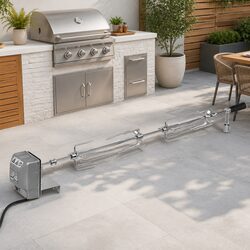 Rotisserie Spit with Motor 1000mm Barbecue Skewer Roasting Kit Outdoor Cooking