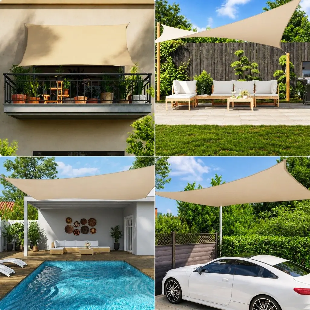 Rectangular Sunshade Sail Cream 2x4 m PU Coated Oxford Fabric Outdoor Garden Shade Protection
