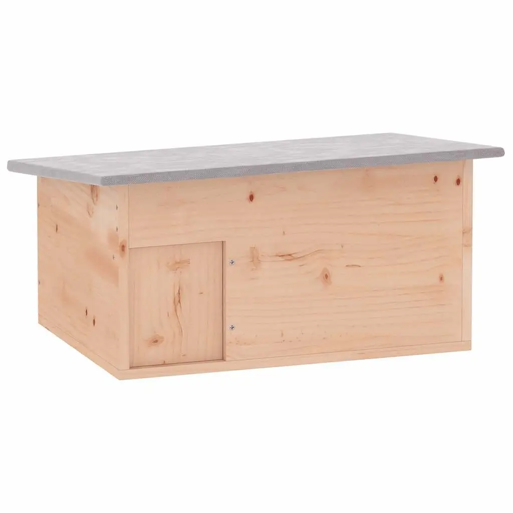 Wooden Hedgehog House Beige Small Animal Shelter Outdoor Winter Hibernation Cage Labyrinth Entrance