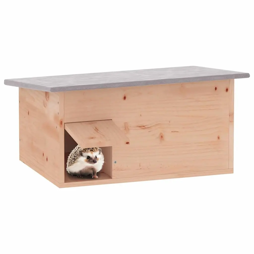 Wooden Hedgehog House Beige Small Animal Shelter Outdoor Winter Hibernation Cage Labyrinth Entrance