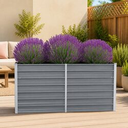 Compact and Sturdy Grey Raised Garden Bed 160x80x77 cm