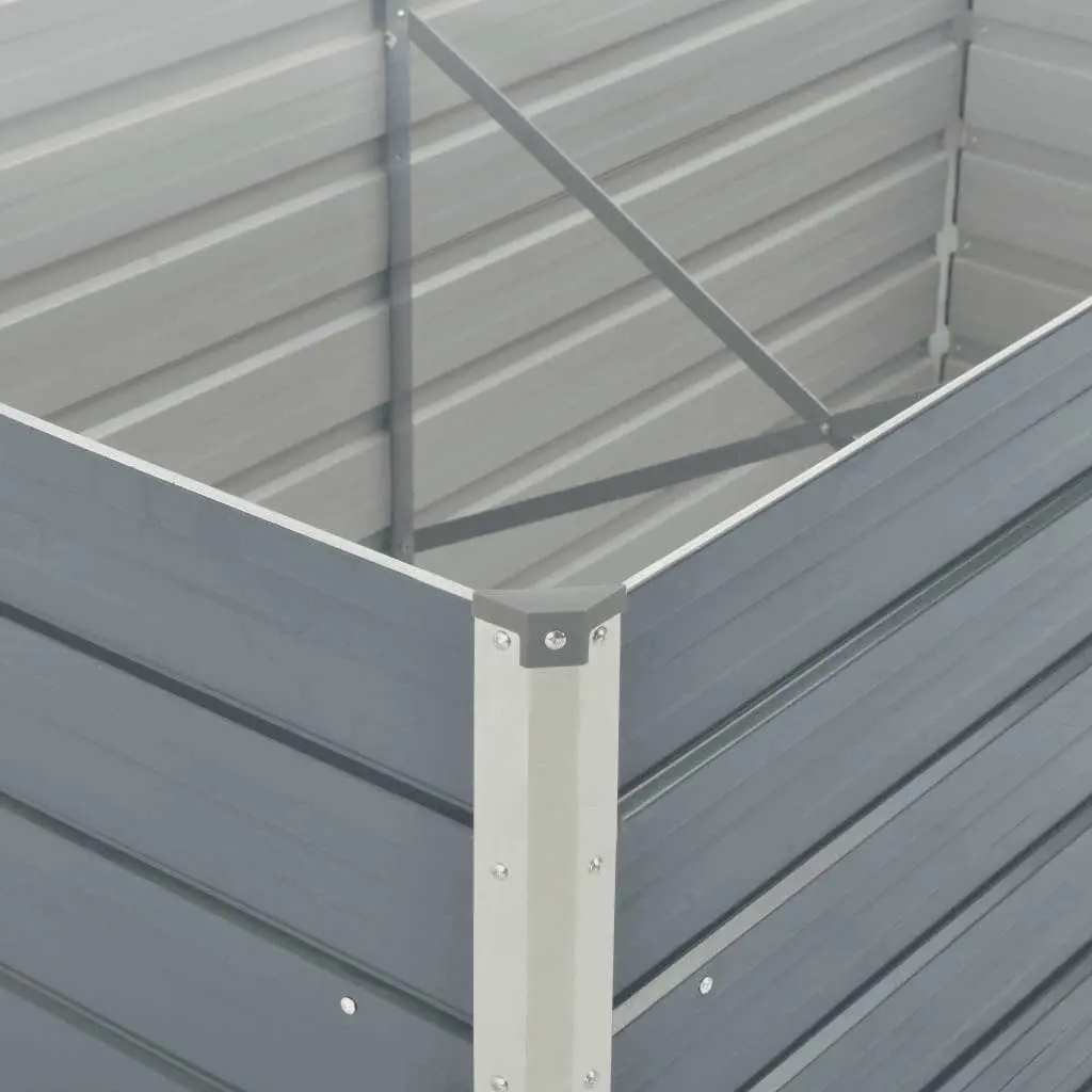 Raised Garden Bed Grey 160x80x77 cm Galvanised Steel Planter