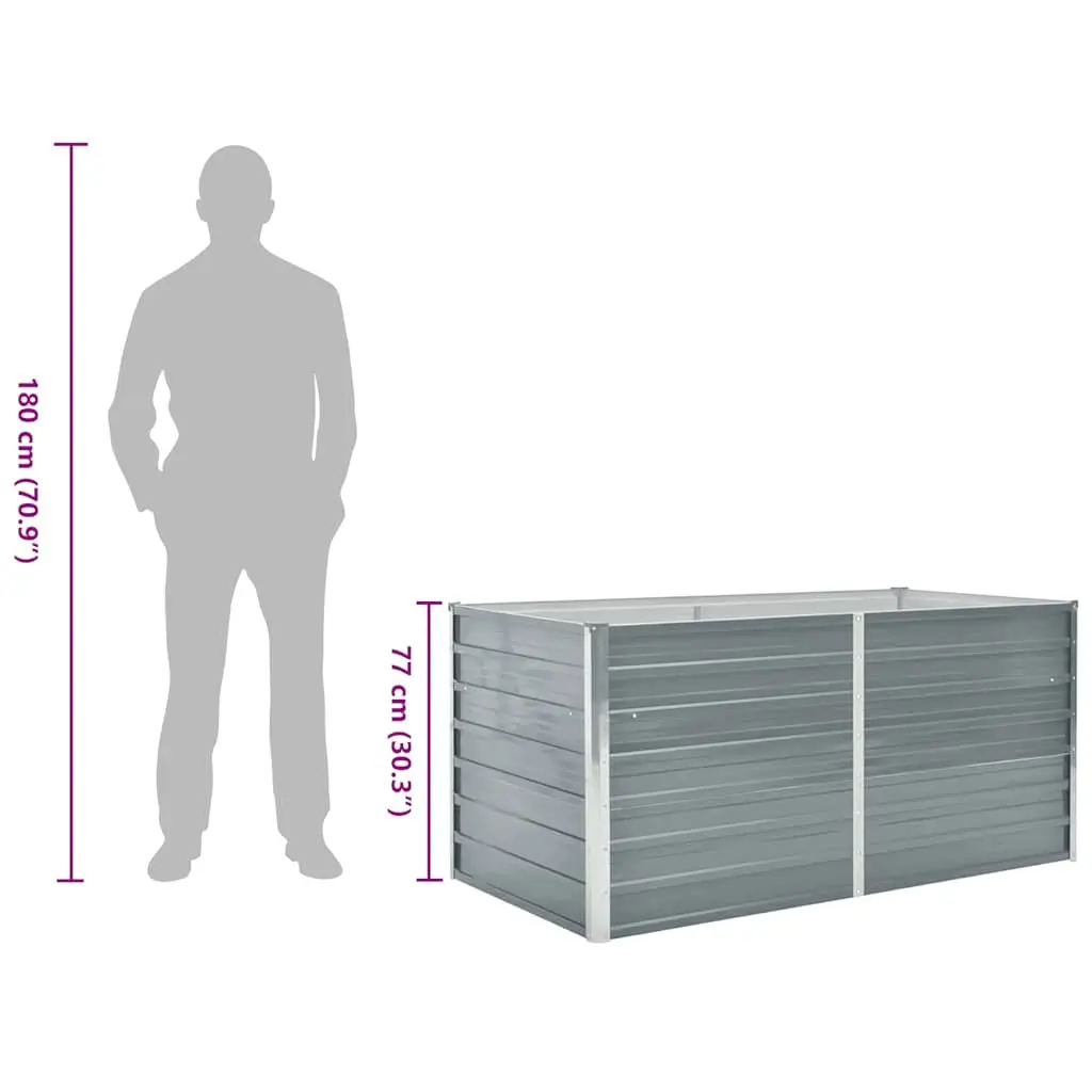 Raised Garden Bed Grey 160x80x77 cm Galvanised Steel Planter