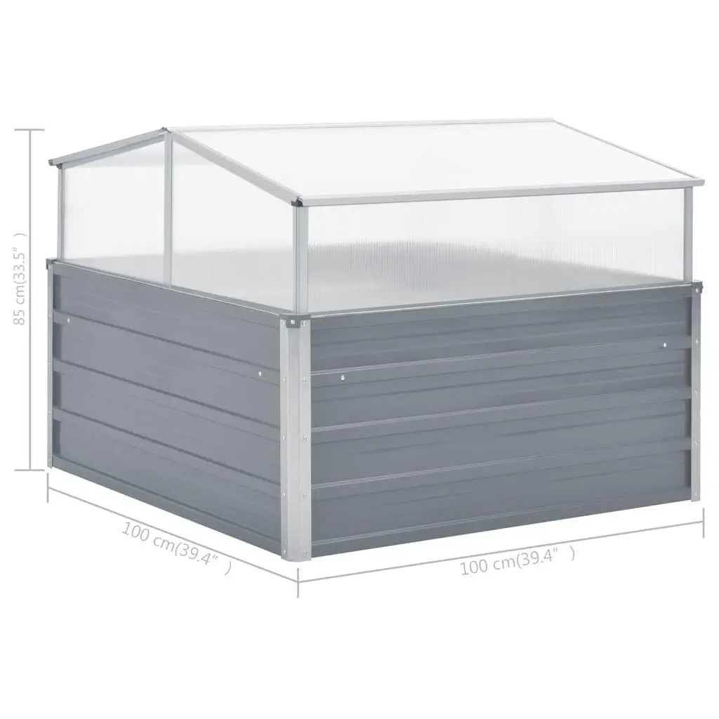 Greenhouse Grey 100x100x85 cm Galvanised Steel PC Garden Plant Shelter