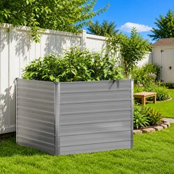 Raised Garden Bed 100x100x77 cm Galvanised Steel Planter for Vegetables Herbs