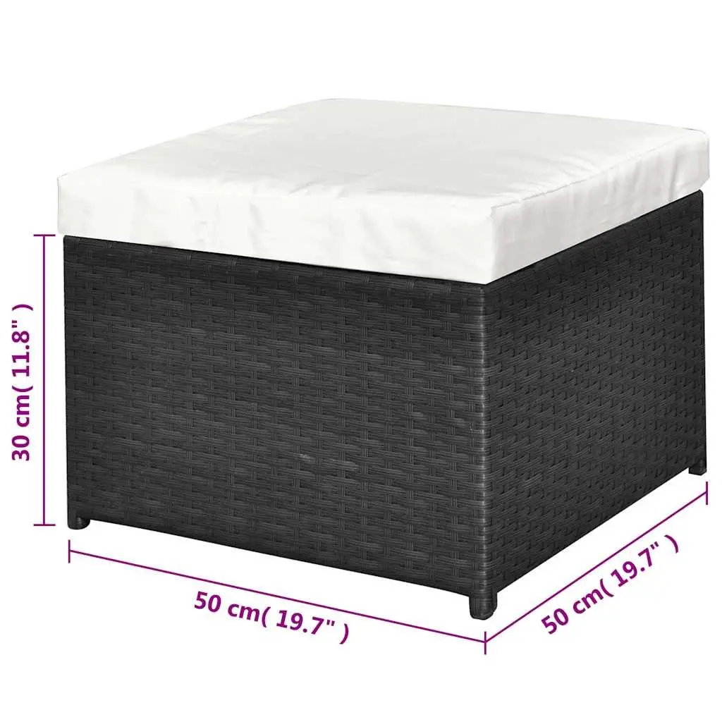 Garden Lounge Set Black 4 Piece Outdoor Furniture Sofa Coffee Table Stools Cushions
