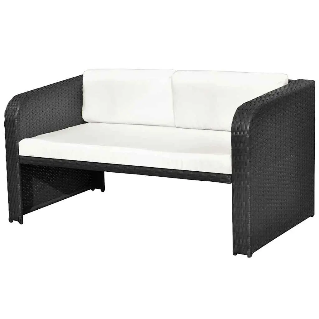 Garden Lounge Set Black 4 Piece Outdoor Furniture Sofa Coffee Table Stools Cushions