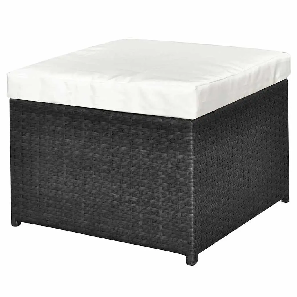 Garden Lounge Set Black 4 Piece Outdoor Furniture Sofa Coffee Table Stools Cushions