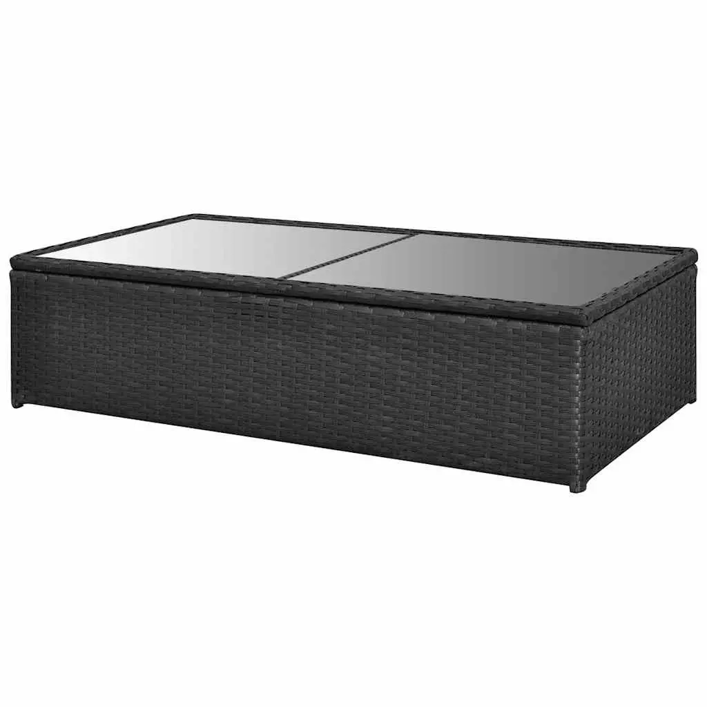 Garden Lounge Set Black 4 Piece Outdoor Furniture Sofa Coffee Table Stools Cushions