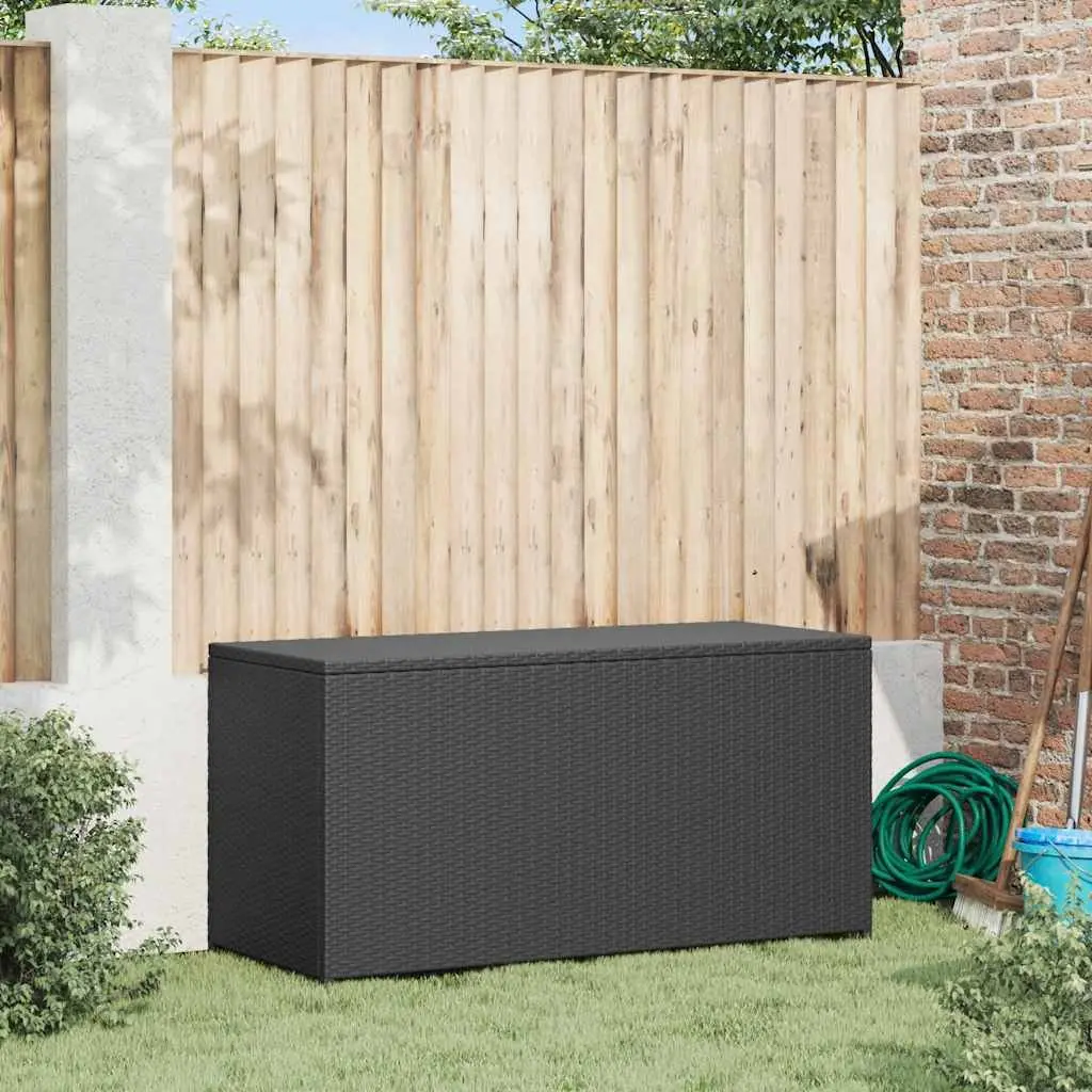 Garden Storage Box Black Outdoor Patio Rattan Chest Waterproof Furniture Deck