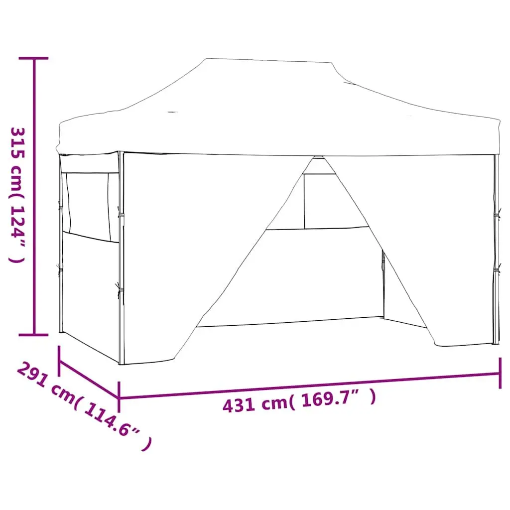 Foldable Pop-Up Tent Blue 3x4.5m Outdoor Canopy with 4 Side Walls