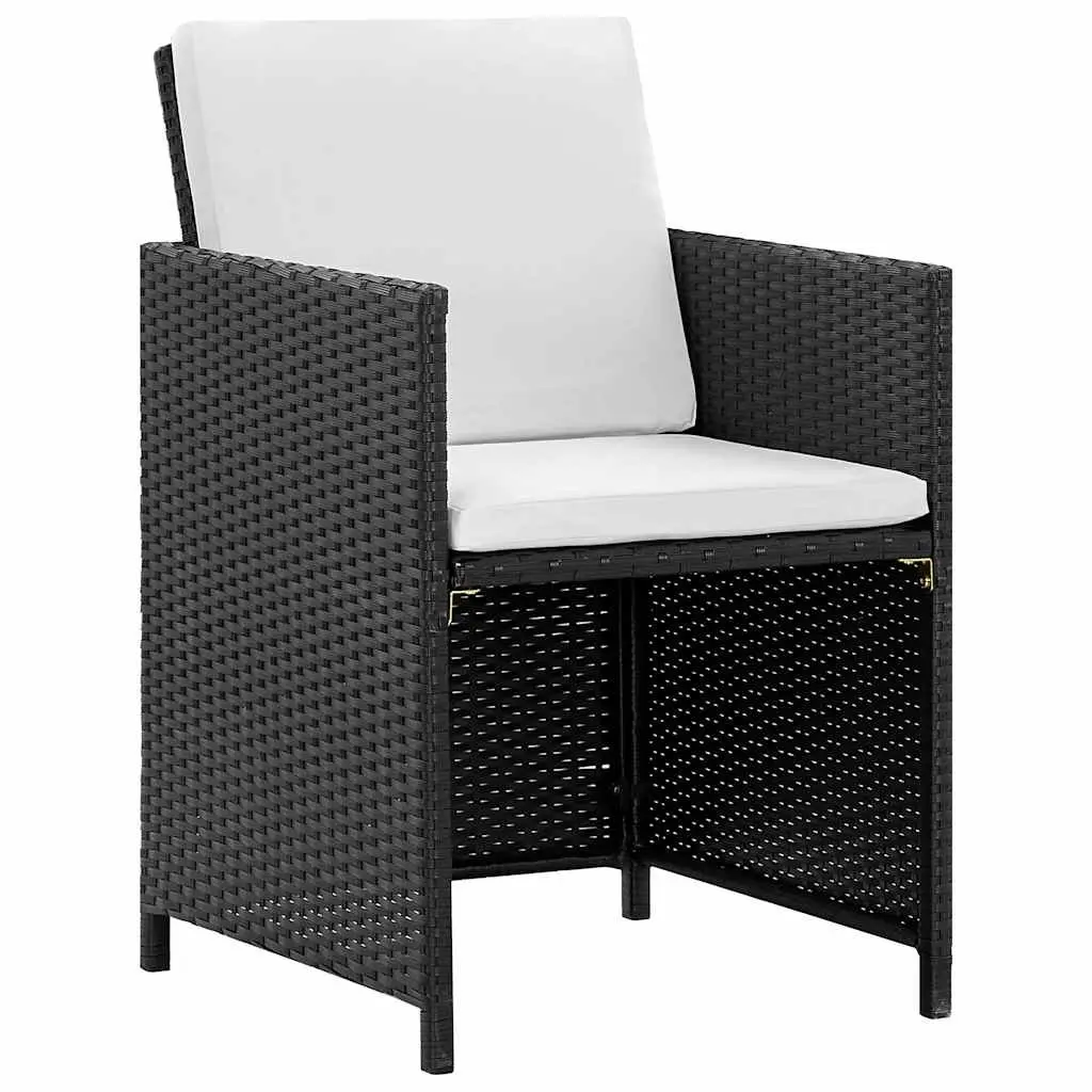 Outdoor Dining Set Black 5 Piece Poly Rattan Garden Furniture Patio Table Chairs