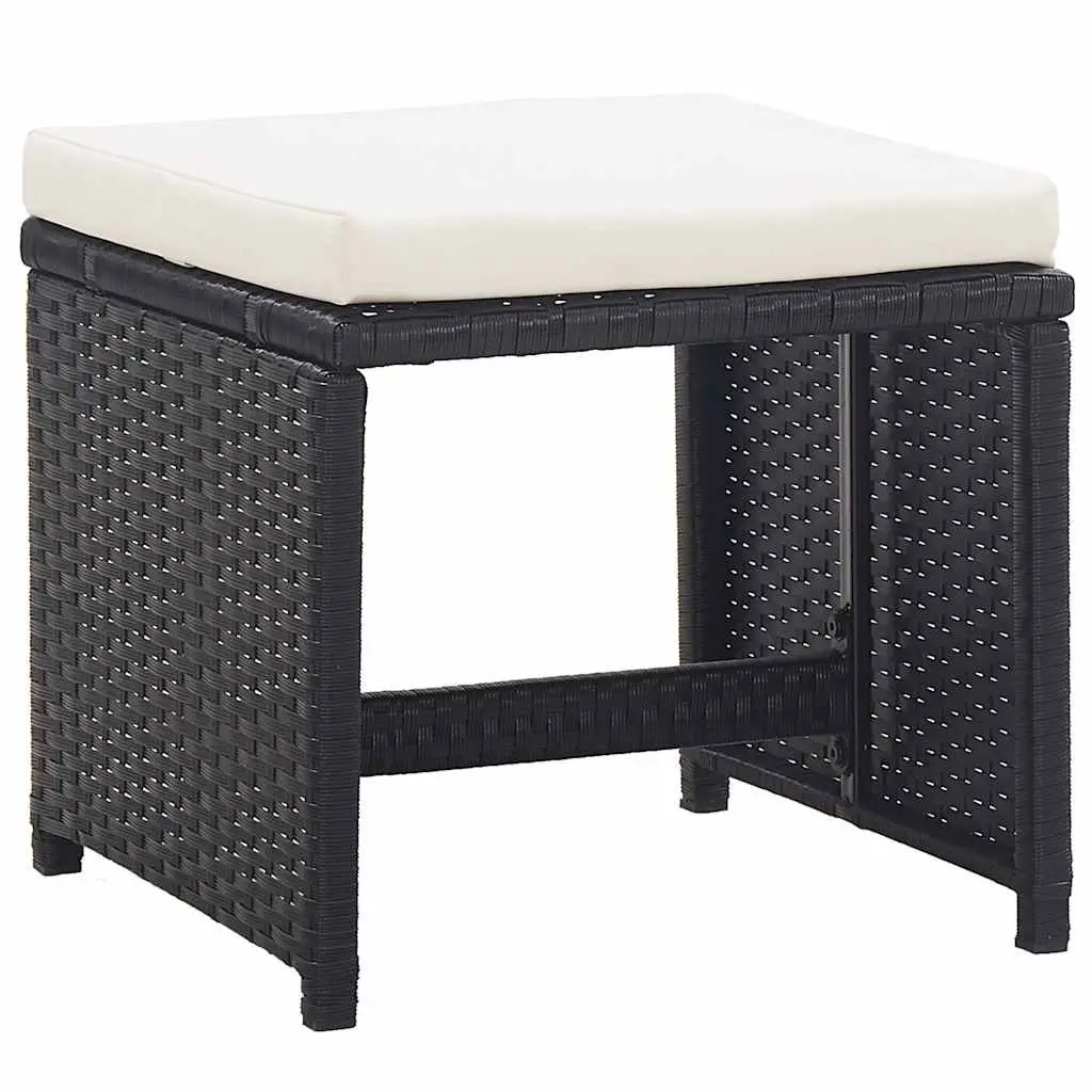 Outdoor Dining Set Black 5 Piece Poly Rattan Garden Furniture Patio Table Chairs