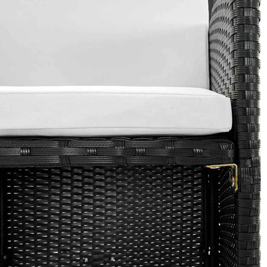 Outdoor Dining Set Black 5 Piece Poly Rattan Garden Furniture Patio Table Chairs