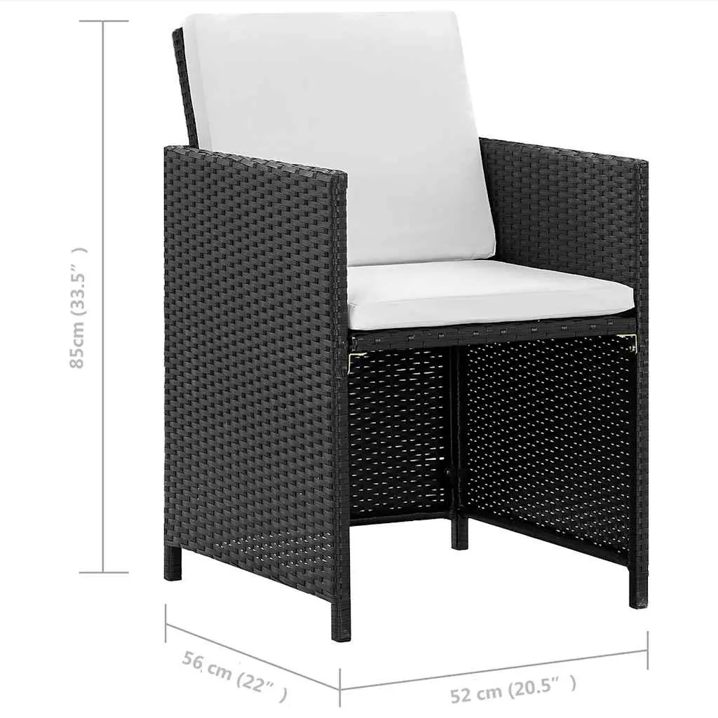 Outdoor Dining Set Black 5 Piece Poly Rattan Garden Furniture Patio Table Chairs