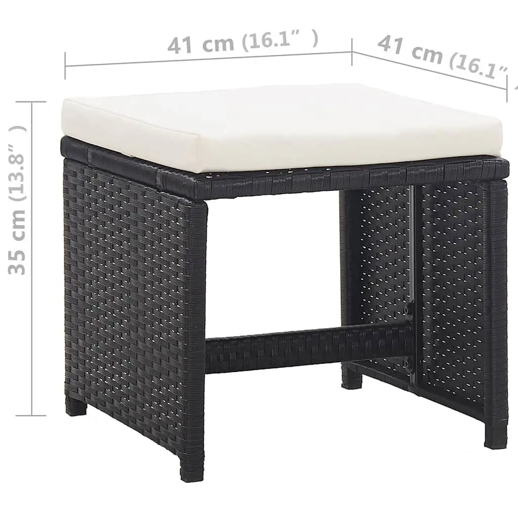 Outdoor Dining Set Black 5 Piece Poly Rattan Garden Furniture Patio Table Chairs