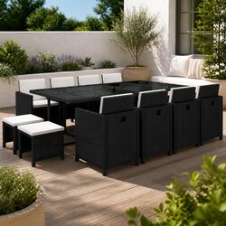 Concise 13-Piece Rattan Dining Set for Outdoor Use