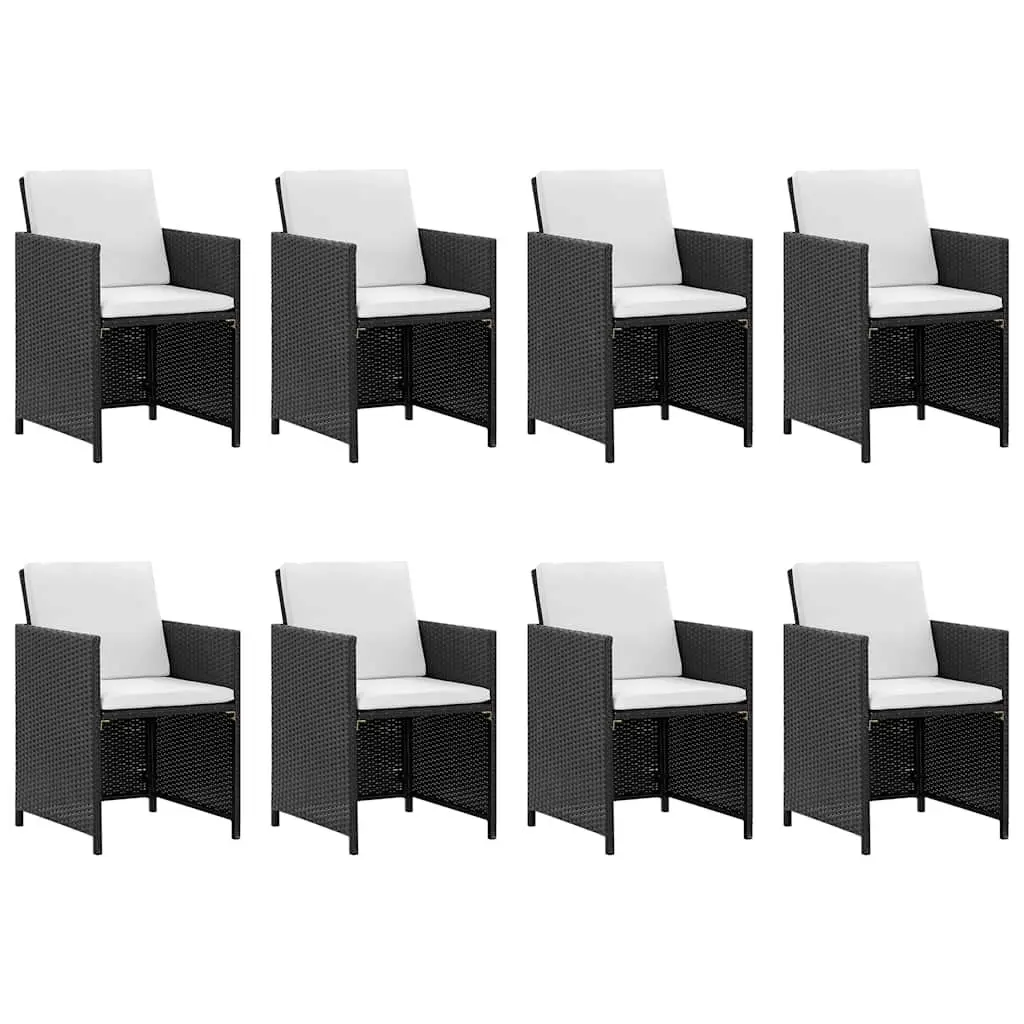 Outdoor Dining Set Black 13 Piece Weather-resistant Poly Rattan Garden Furniture Table Chairs Stools