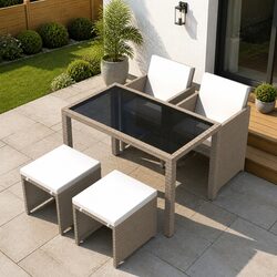 Compact 5 Piece Rattan Dining Set for Outdoor Spaces