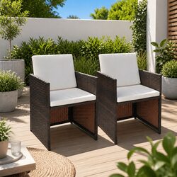 Brown Outdoor Dining Chairs Set of 2 – Perfect for Your Garden