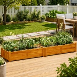 Concise Outdoor Wooden Raised Bed Planter Box 200x50x25 cm