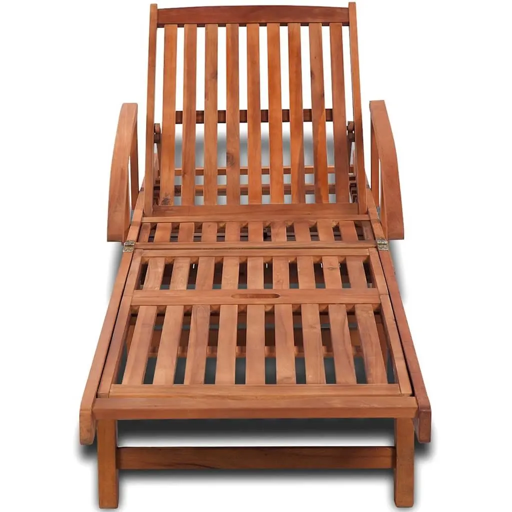 Sun Lounger Brown Adjustable Backrest with Wheels Outdoor Garden Chaise Lounge Chair