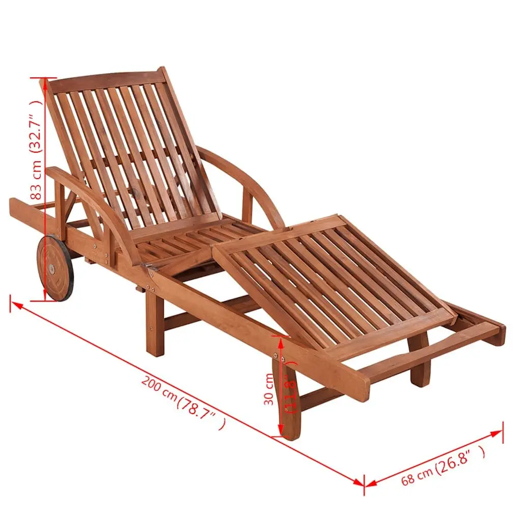 Sun Lounger Brown Adjustable Backrest with Wheels Outdoor Garden Chaise Lounge Chair