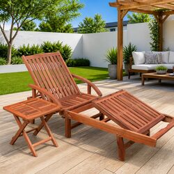 Concise and Stylish Sun Lounger with Folding Table Set