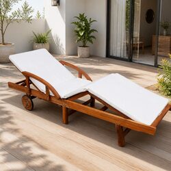 Wooden Sun Lounger with Cushions for Outdoor Comfort