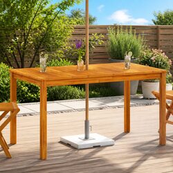 Outdoor Garden Dining Table 140x80x74cm Solid Acacia Wood Brown Patio Furniture