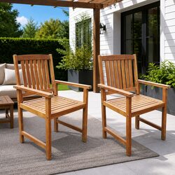 Compact Set of 2 Outdoor Chairs in Brown