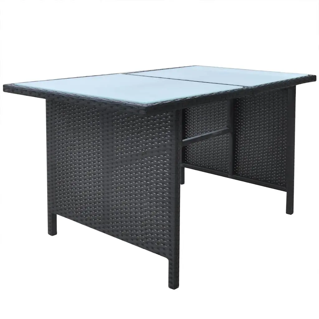 Outdoor Dining Set Black 6 Piece Weather Resistant Poly Rattan Garden Furniture Patio Table Sofa Chair