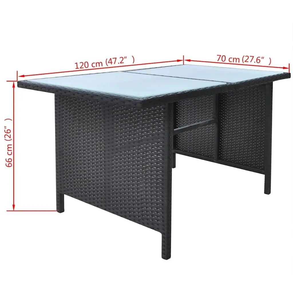 Outdoor Dining Set Black 6 Piece Weather Resistant Poly Rattan Garden Furniture Patio Table Sofa Chair