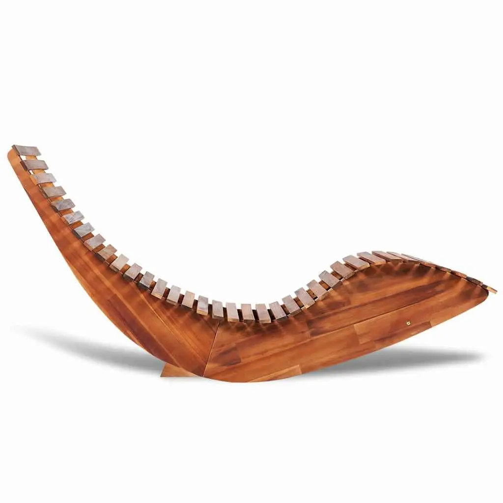 Rocking Sun Lounger Brown Outdoor Garden Chair Wooden Lounge Seat Relaxation