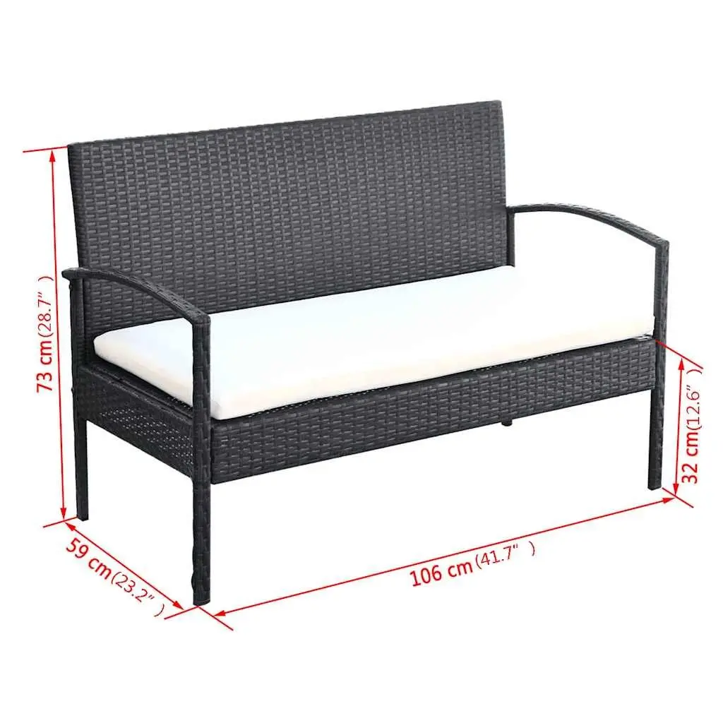 Garden Lounge Set 4 Piece Outdoor Sofa Chairs Coffee Table Patio Furniture