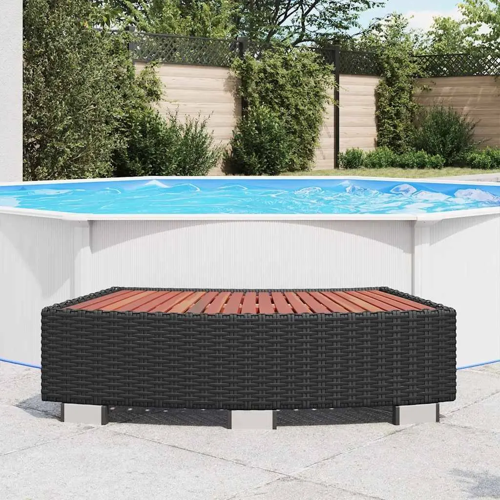 Spa Step Black 92x45x25cm Rattan Construction Outdoor Jacuzzi Access Ladder