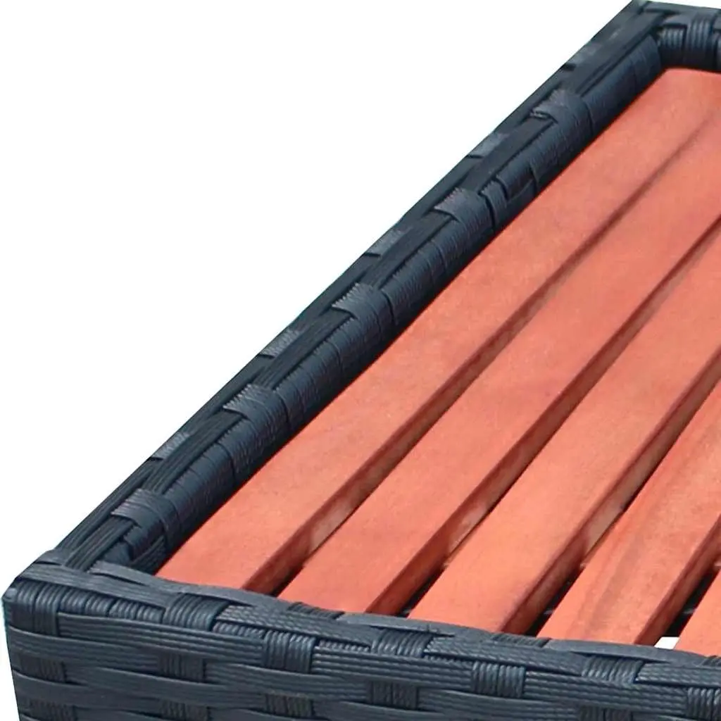 Spa Step Black 92x45x25cm Rattan Construction Outdoor Jacuzzi Access Ladder