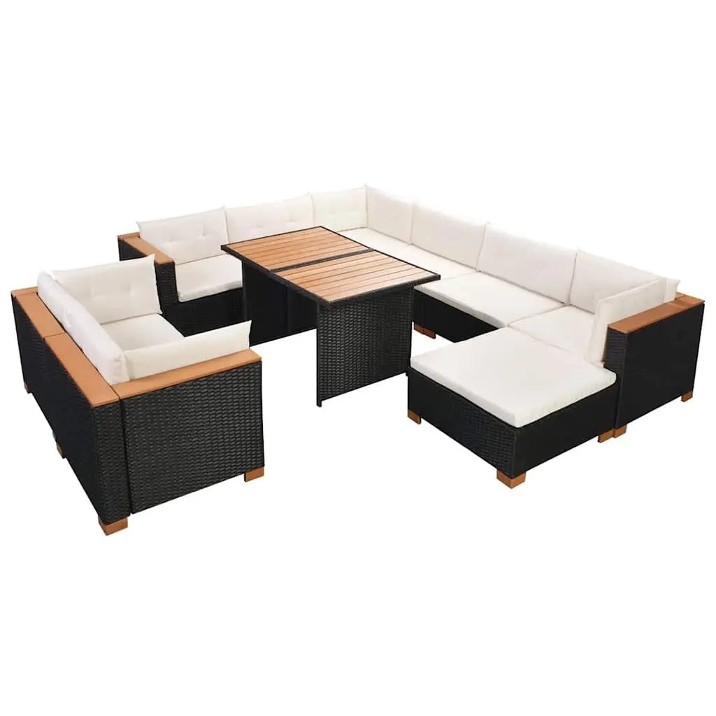 Garden Lounge Set 10 Piece Outdoor Furniture Poly Rattan Sofa Dining Cushions