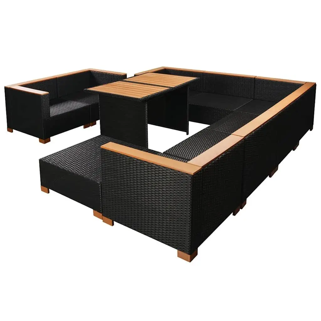 Garden Lounge Set 10 Piece Outdoor Furniture Poly Rattan Sofa Dining Cushions