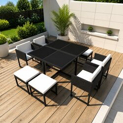 Compact and Durable 9-Piece Garden Dining Set