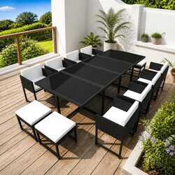 Concise 13-Piece Outdoor Dining Set with Cushions