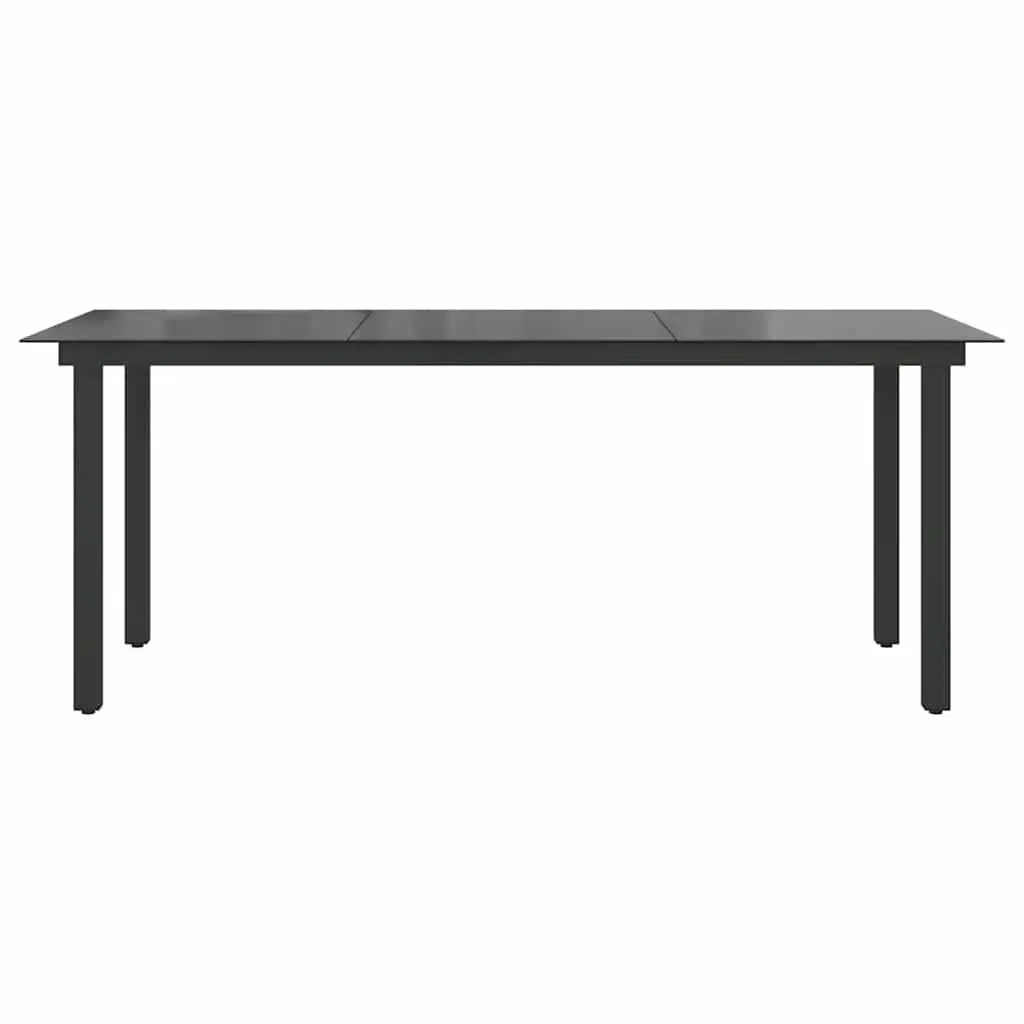 Outdoor Dining Table Black 190 x 90 cm Weather Resistant Glass Top