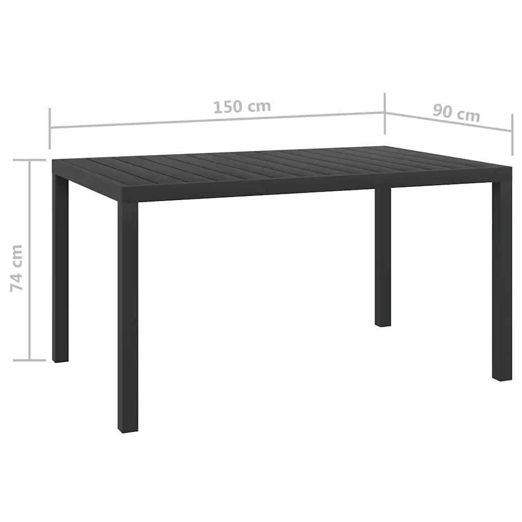 Outdoor Table Black 150x90x74cm Weather-Resistant WPC Top Aluminium Frame