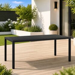 Outdoor Garden Table Black 185x90x74cm Patio Dining Furniture Aluminium Frame