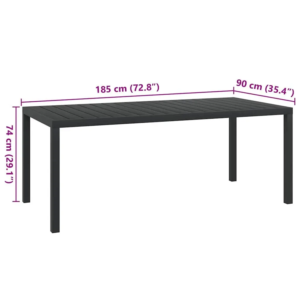 Outdoor Garden Table Black 185x90x74cm Weather-resistant WPC Top Aluminium Frame
