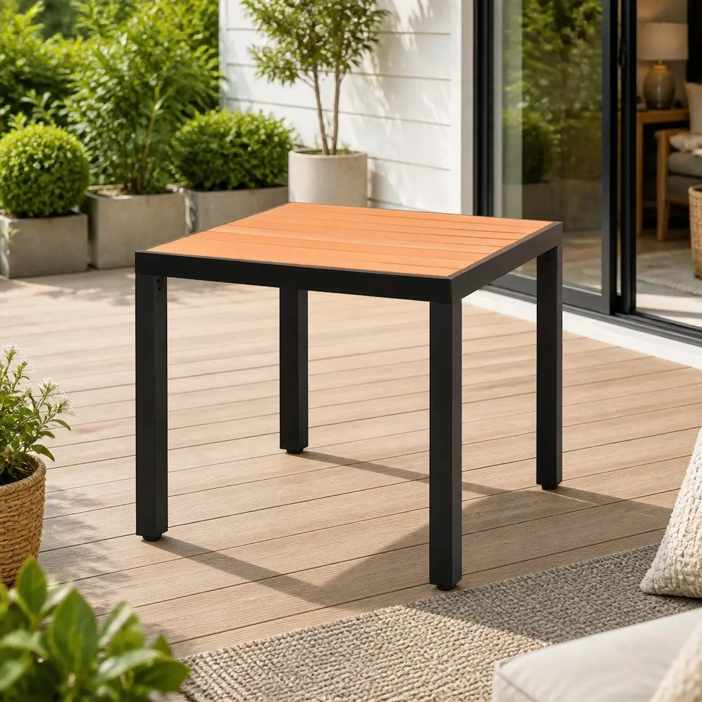 Brown Garden Table, Weather-Resistant and Sturdy