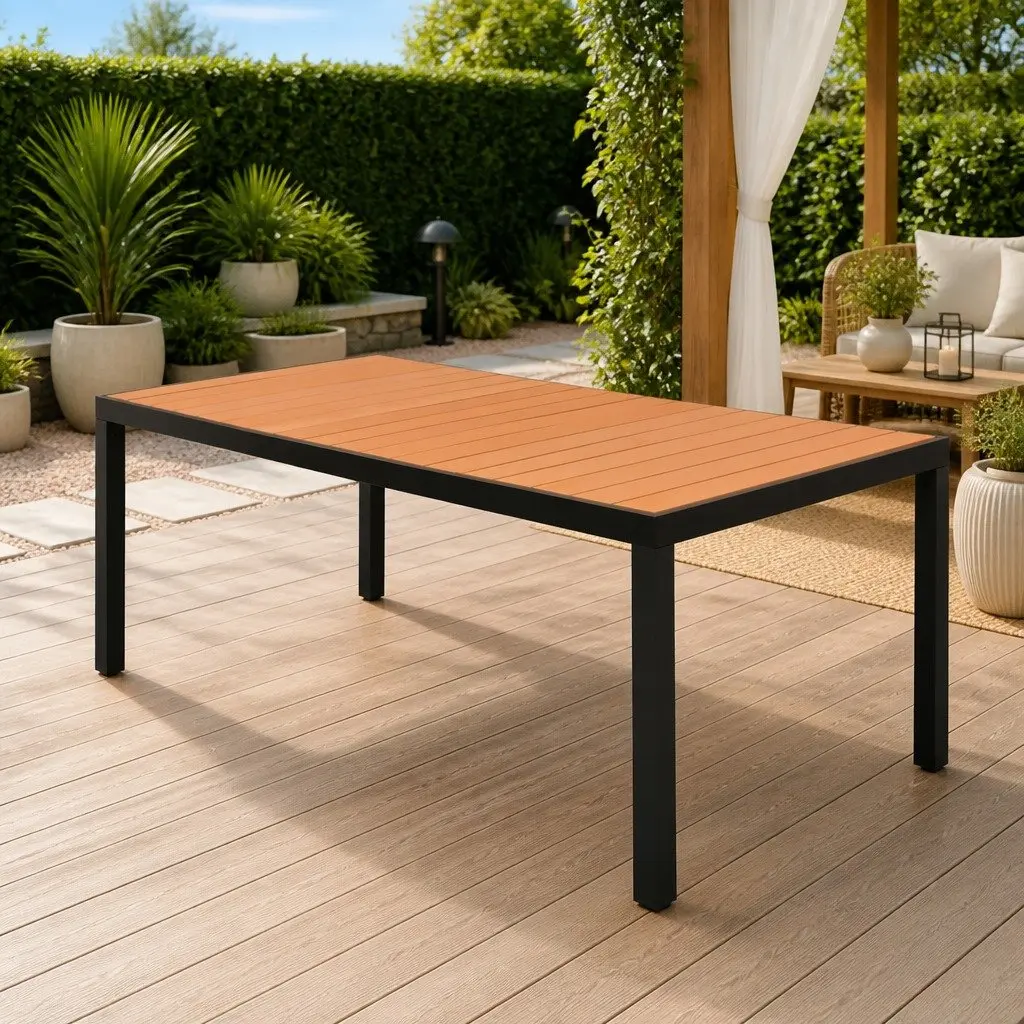 Garden Outdoor Table Brown 185x90x74cm Patio Dining Furniture Weather-Resistant
