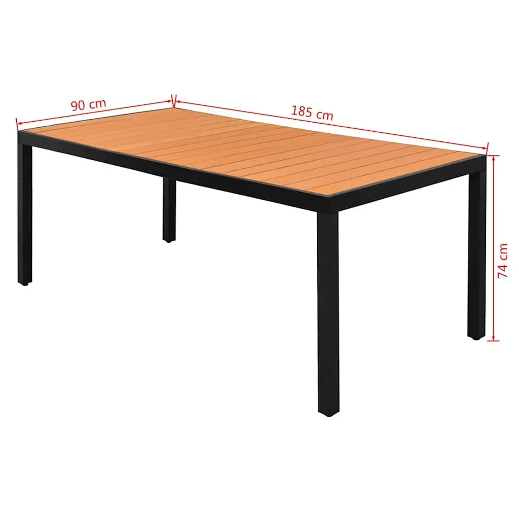 Garden Outdoor Table Brown 185x90x74cm Patio Dining Furniture Weather-Resistant