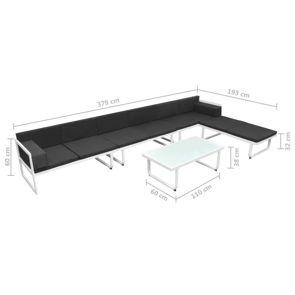 5 Piece Outdoor Lounge Set Garden Patio Sofa Coffee Table Black