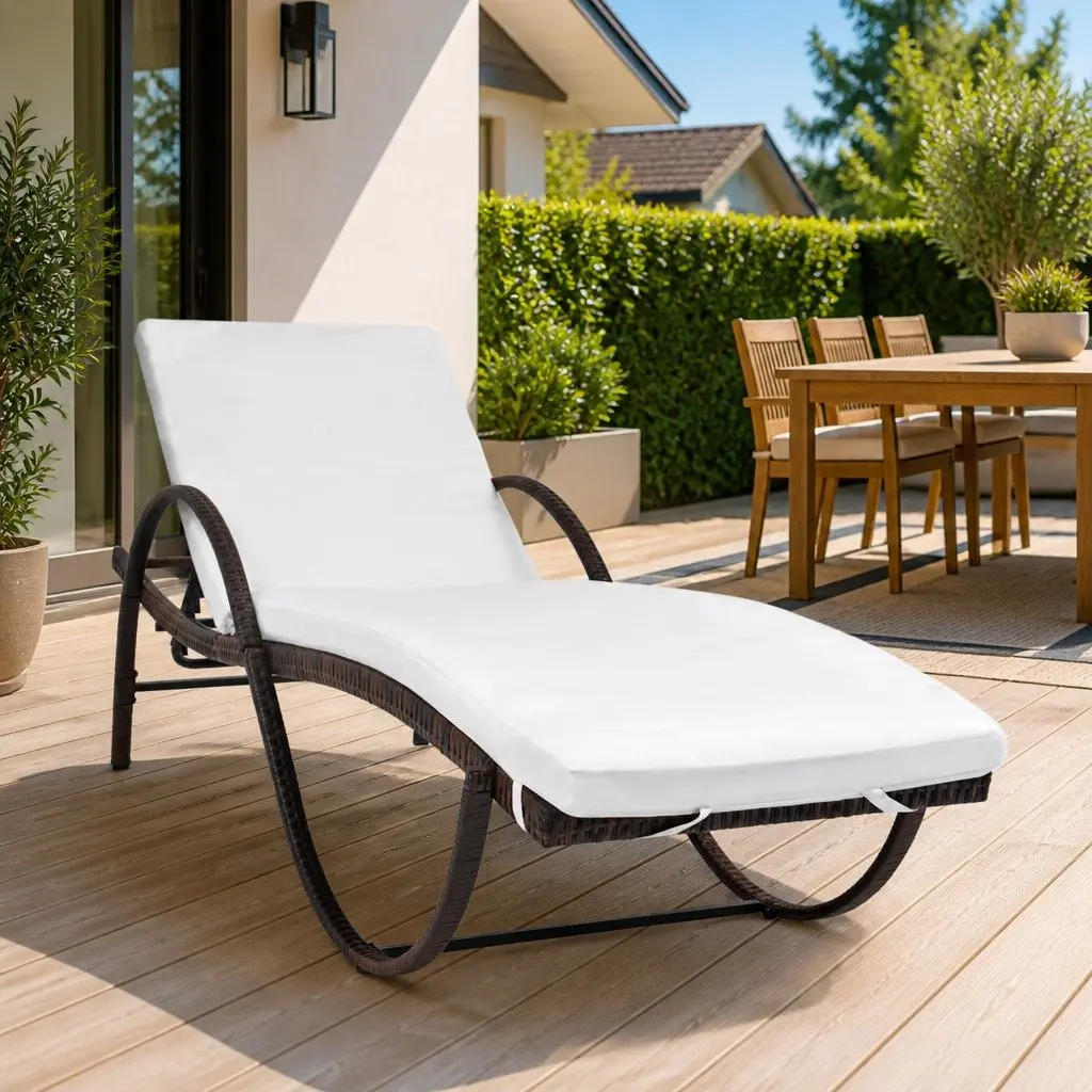 Brown Sun Lounger with Removable Cushion